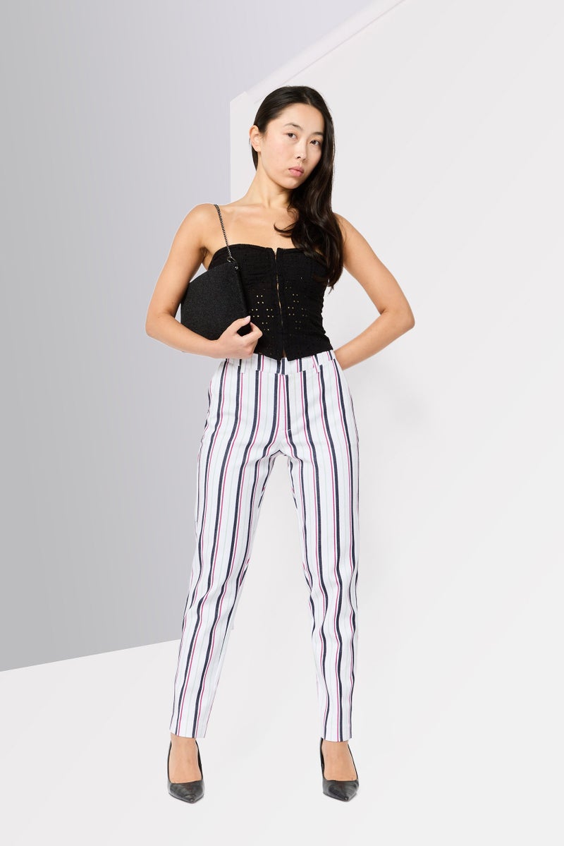 Scotch & Soda Women Regular Fit Stripe Dress Pants, Multicolor - Image 4