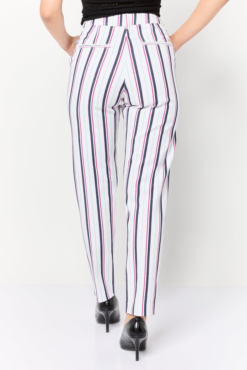 Scotch & Soda Women Regular Fit Stripe Dress Pants, Multicolor - Image 2