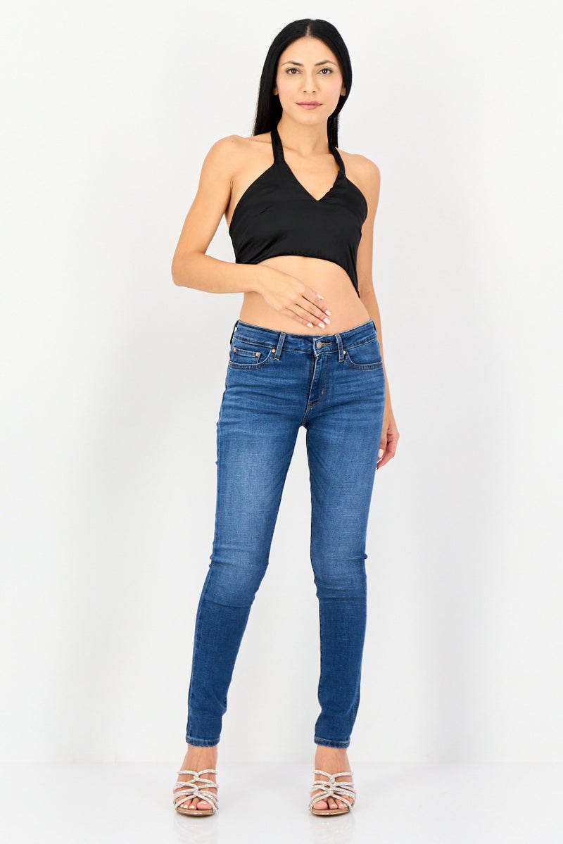 Lefties Women Halter Neck Sleeveless Plain Crop Top, Black - Image 3