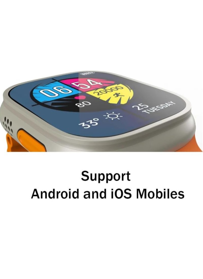 TIGER - Android Smart Watch Ultra 49mm with Three Strap Set & Wireless Charger – Stylish, Multifunctional Watch for Men, Fitness Tracker, Heart Rate Monitor, Waterproof, Compatible with Android Phones - Image 1
