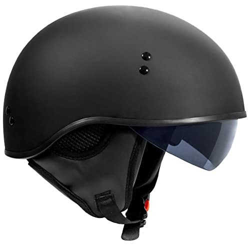 TORC T59 Motorcycle Half Helmet with Magnetic Buckle DOT Approved (Matte Black, X-Large) - Image 1