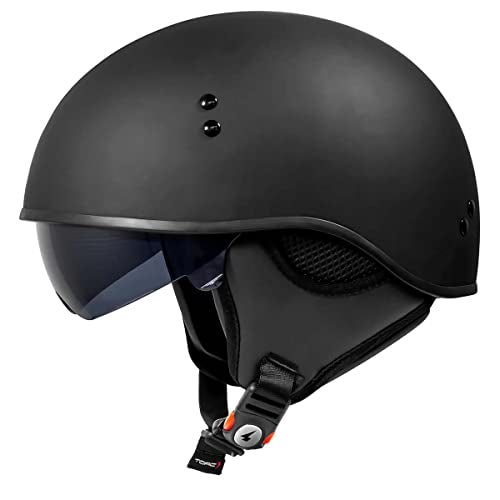 TORC T59 Motorcycle Half Helmet with Magnetic Buckle DOT Approved (Matte Black, X-Large) - Image 3