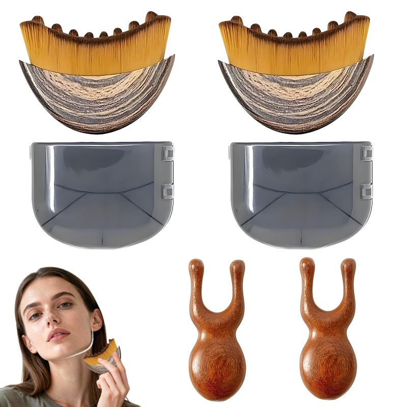 hinbkenla 2 Pcs Lymphatic Contour Face BrushLymphatic with 2 Small MassagersLymphatic Brush for Face for DrainagePuffiness Reduction Facial MassageUltraSoft BristlesErgonomic Design - Image 3