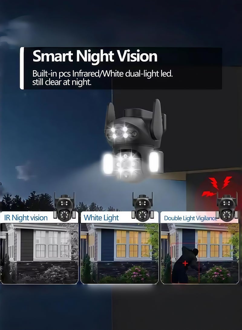 Generic 4K 8MP Solar Camera 4G Sim PTZ Cameras Outdoor Dual Lens IP Camara Solar Panel CCTV Security Built in Battery PIR Cam (With128GB SD Card)，with dual courtyard lights - Image 4