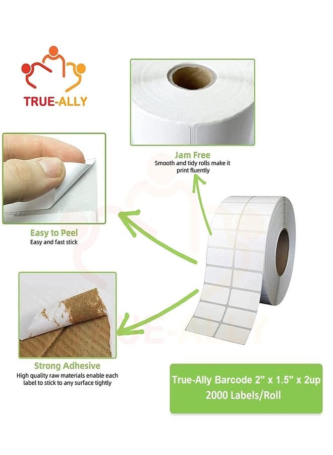 True-Ally ملصق باركود حراري مباشر من True-Ally 50x38 - 2 × 1.5 بوصة - 50 مم × 38 مم - لفتان - 2000 ملصق لكل لفة - ملصق أبيض ذاتي اللصق لطباعة الباركود (لفتان لكل عبوة (4000 ملصق)) - Image 3