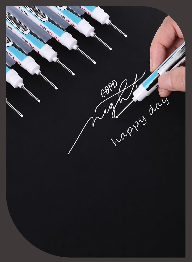 ZAZA White Marker Pen, Acrylic Markers Quick Dry, Waterproof Paint Marker with 0.7mm 1.0mm 2.5mm Multi-Tip, 6-Pack Permanent Deep Hole Set for Wood Metal Model Crafting - Image 2