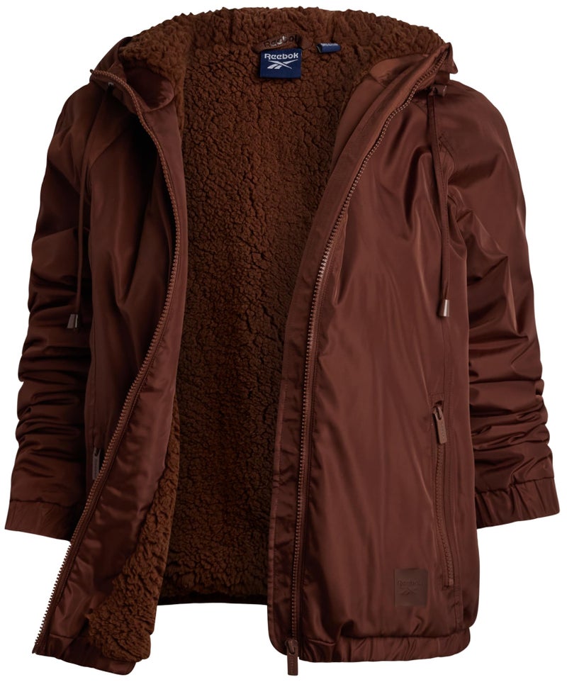 Reebok Womens Windbreaker Jacket - Water and Wind Resistant Midweight Cozy Sherpa Fleece Insulated Softshell Jacket for Women, Size Large, Cognac - Image 1