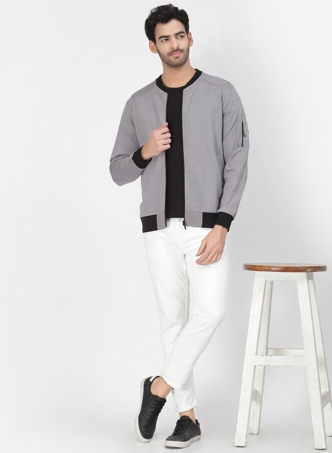 PAUSE Men Charcoal Regular Fit Contrast Trim Jacket - Image 2