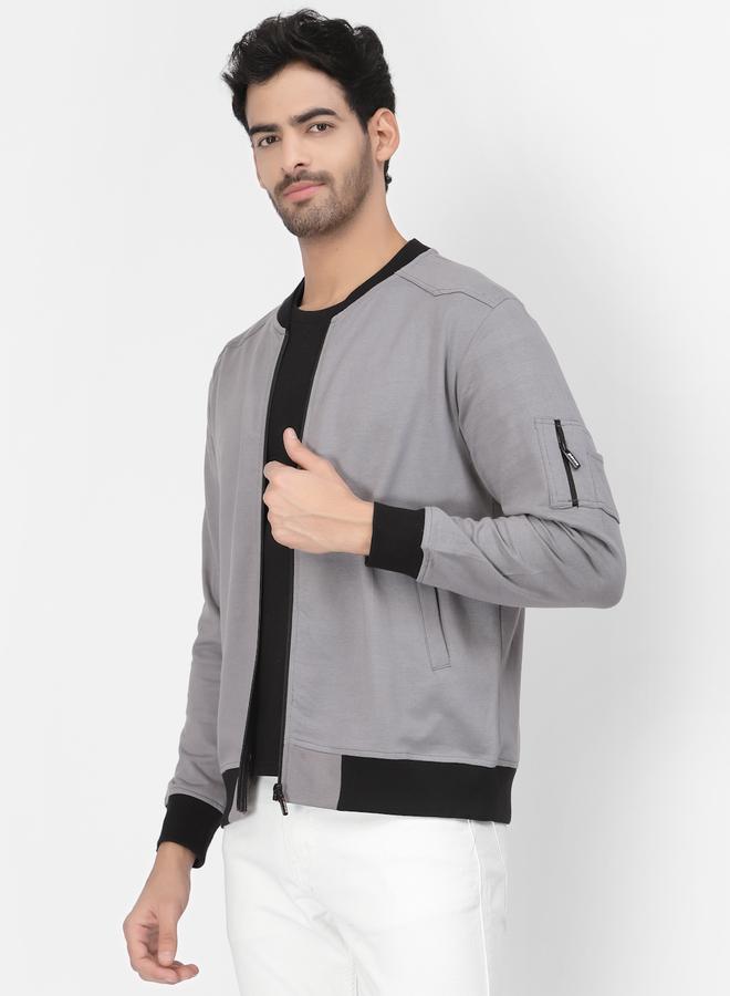 PAUSE Men Charcoal Regular Fit Contrast Trim Jacket - Image 3
