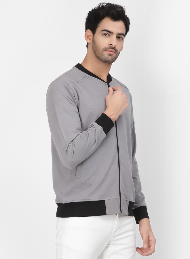 PAUSE Men Charcoal Regular Fit Contrast Trim Jacket - Image 4