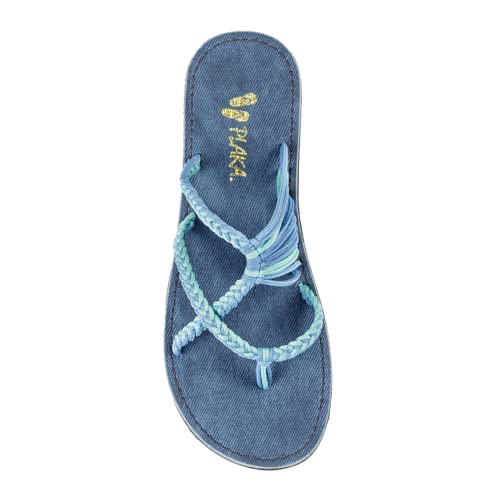 Plaka Oceanside Flat Summer Sandals for Women | Flip Flops for The Beach, Walking & Dressy Occasions | Cornflower | Size 7 - Image 1