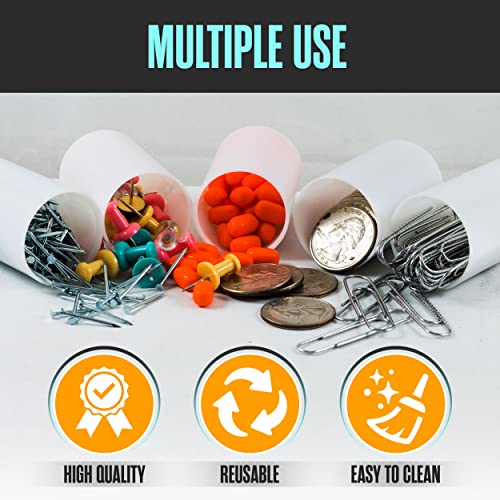 Houseables Film Canisters with Caps, Film Canisters, 35mm Case, Containers with Lids, Cannister for Rockets, Empty Camera Reel Holder, Coin Storage, White, Plastic, Bottle, 8oz, 2"H x 1"W, 180PK, Bulk - Image 5