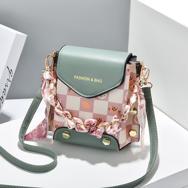 Lotus Bag Full Bag For Women 2022 New Shoulder Bag Retro Printed High-Grade Small Bag Messenger Bag Mobile Phone Bag - Image 5