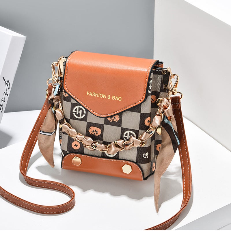 Lotus Bag Full Bag For Women 2022 New Shoulder Bag Retro Printed High-Grade Small Bag Messenger Bag Mobile Phone Bag - Image 4