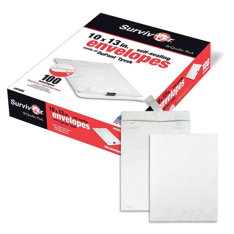 Quality Park Survivor R1580 Tyvek Mailer, 10 x 13, White (Box of 100) - Image 1
