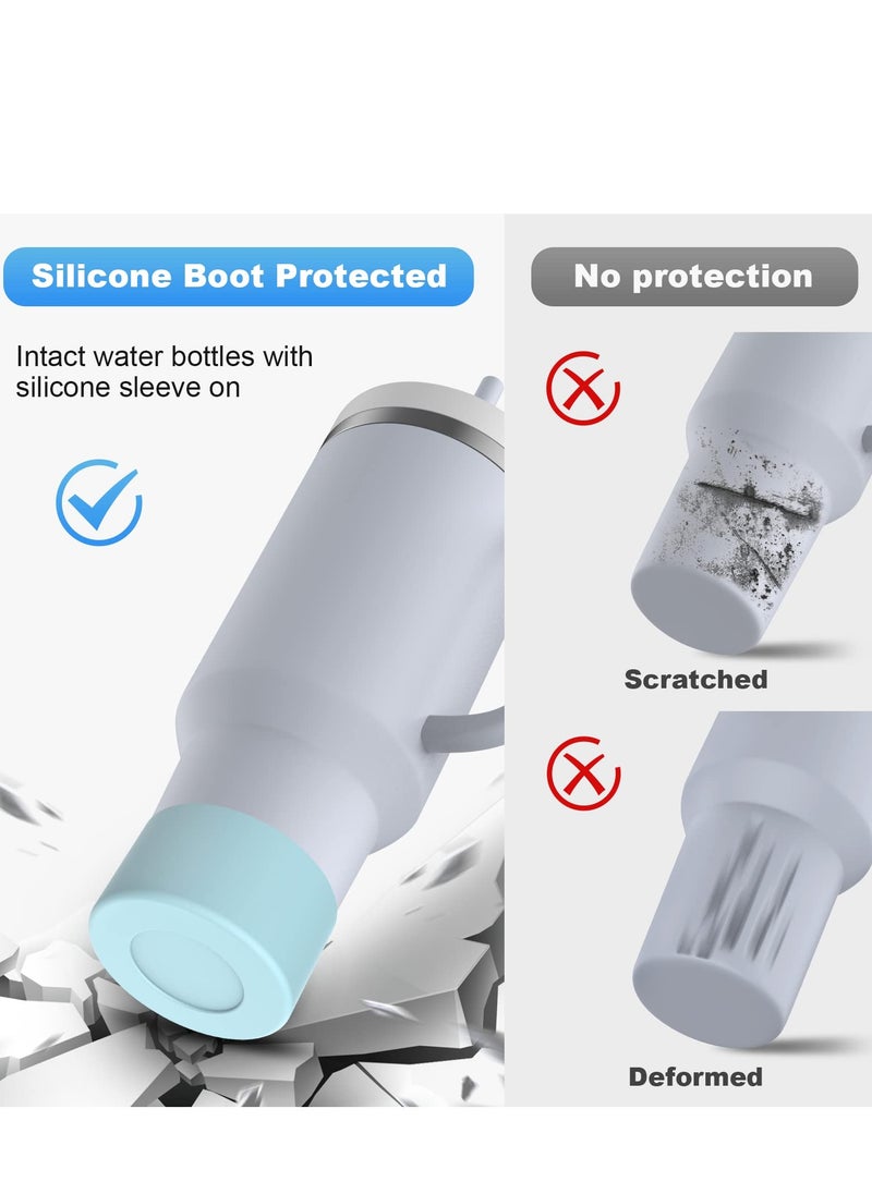 Generic - 2pcs 7.5cm Silicone Boot Bottom Sleeve Cover for Stanley 40oz Tumbler Quencher Adventure and Ice Flow Flip 30 oz 20 oz Water Bottle (Blue) - Image 1