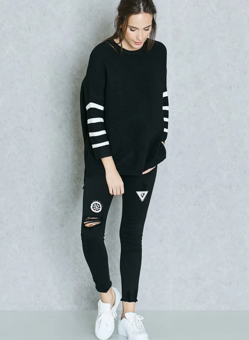 Ginger Ribbed Varsity Top
