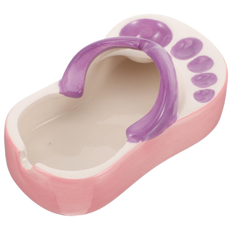 Purple Ceramic Slipper Ashtray Decorative Ash Container Tabletop Living Room Ornament - Image 2
