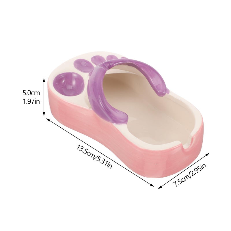 Purple Ceramic Slipper Ashtray Decorative Ash Container Tabletop Living Room Ornament - Image 3
