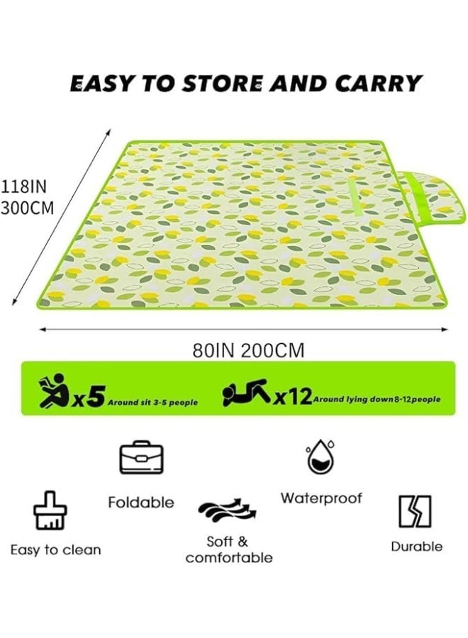 Arabest 80" x 120" Sandproof Waterproof Picnic Blanket, Beach Mat for Outdoor Camping Hiking Park, Portable with Tote Bag, Non-Stick Sand & Grass, Foldable for Indoor Outdoor Use (Green Leaf) - Image 3