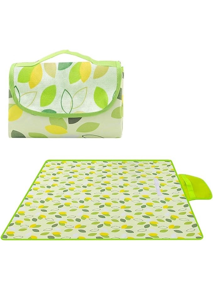 Arabest 80" x 120" Sandproof Waterproof Picnic Blanket, Beach Mat for Outdoor Camping Hiking Park, Portable with Tote Bag, Non-Stick Sand & Grass, Foldable for Indoor Outdoor Use (Green Leaf) - Image 1