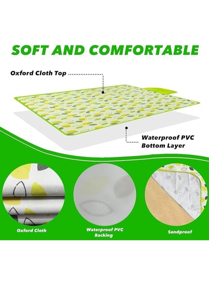 Arabest 80" x 120" Sandproof Waterproof Picnic Blanket, Beach Mat for Outdoor Camping Hiking Park, Portable with Tote Bag, Non-Stick Sand & Grass, Foldable for Indoor Outdoor Use (Green Leaf) - Image 4