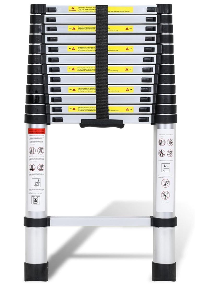 Telescopic Aluminum Ladder 3.8M – Extendable Multi-Purpose Ladder, Non-Slip, 150kg Load Capacity