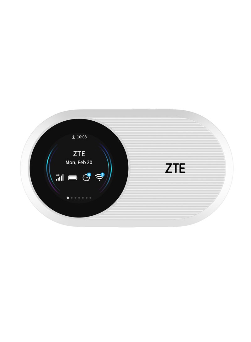 ZTE U20s Pro 4G Mobile Router Wi-Fi 6 Dual band 5GHz and 2.4GHz Regular SIM and eSIM, With 3000mAh Removable Battery, USB Type-C White - Image 1