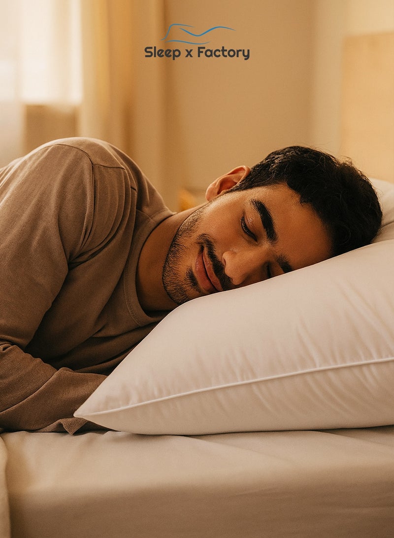 طقم 4 مخدات فاخرة و ناعمة للنوم – غلاف مايكروفايبر، حشوة مضادة للحساسية – متوفرة بأوزان 800 جم / 1000 جم / 1300 جم / 1500 جم