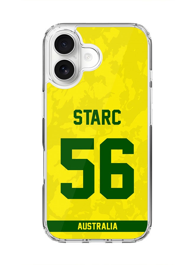 Stylizedd Classic Clear MagSafe Case for iPhone 17 , Hybrid Soft Case Flexible Edges Anti Drop TPU PC Gel Thin Transparent Cover [ Designed for iPhone 17 ] - Team Australia Mitchell Starc, Jersey No 56