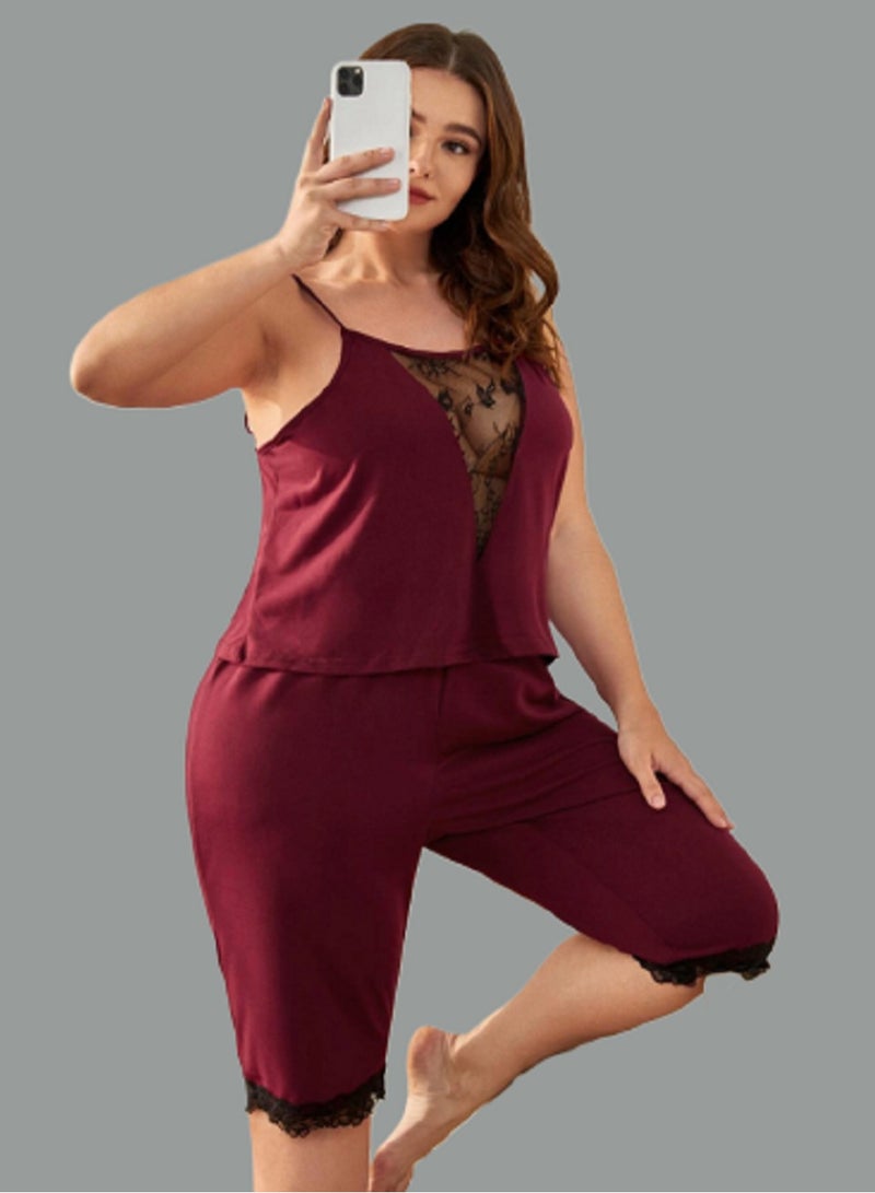 MANIKAN short pajama set with sleeveless top and lace blend  - Image 4