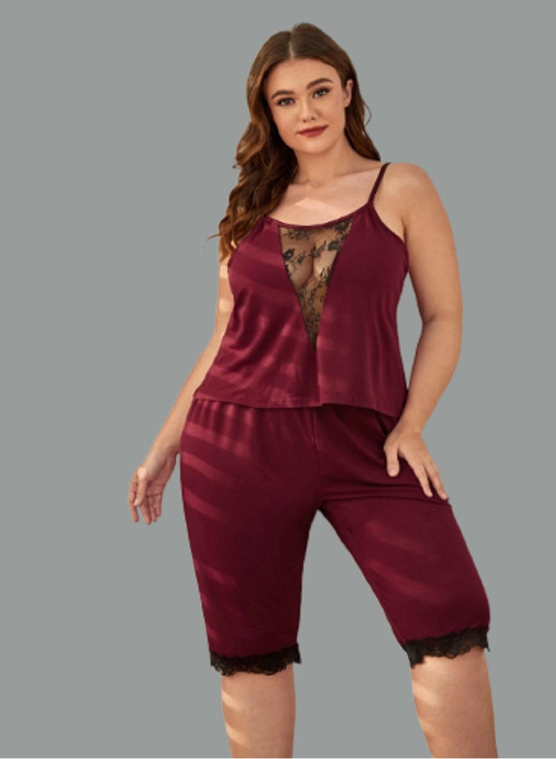 MANIKAN short pajama set with sleeveless top and lace blend  - Image 3
