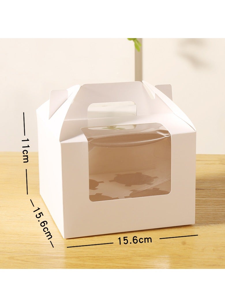 4 cavity Portable Cupcake Box 20-Pack with Window Handle Portable Bakery Containers for Muffins Cakes Ideal for Parties Weddings and Birthdays White  - Image 1
