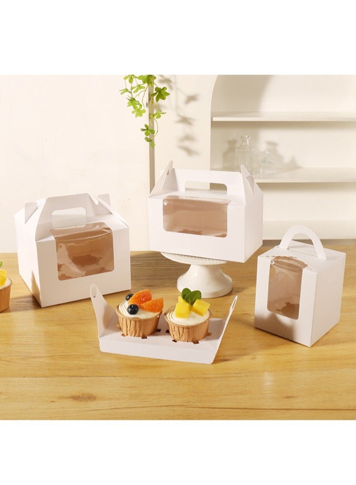 4 cavity Portable Cupcake Box 20-Pack with Window Handle Portable Bakery Containers for Muffins Cakes Ideal for Parties Weddings and Birthdays White  - Image 2