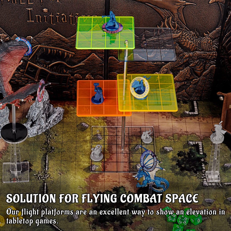 CZYY 3D Combat Risers Set Colored Acrylic Connected by Metal Pillars Flying Miniature Flight Stand with 1 Inch SquareGrid Great Wargame Space for D&D and Other Tabletop RPG - Image 2