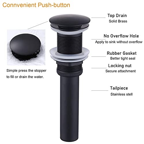 YCCUZA Bathroom Vessel Sink Faucet Black Waterfall One Hole Bowl Sink Faucet Bathroom Faucets Tall Single Handle with Drain Assembly Farmhouse Vanity Lavatory Deck Mount Supply Lines Hose - Image 5