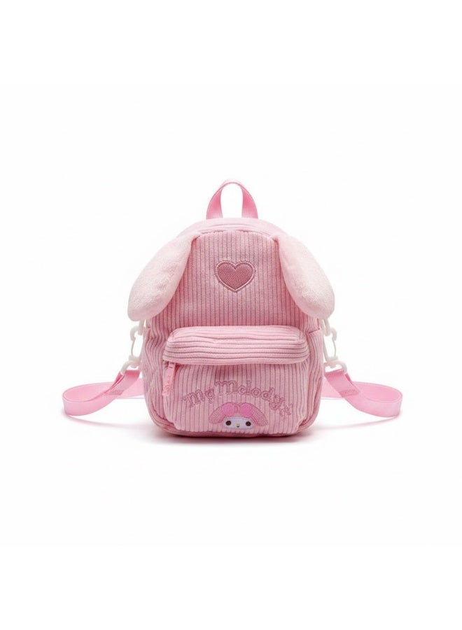 KANAZ Kids Mini Backpack, Cute Design, Soft Corduroy Fabric, Lightweight School & Travel Bag for Toddlers and Kids P1001 Yeezy Girl (Rose) - Image 1