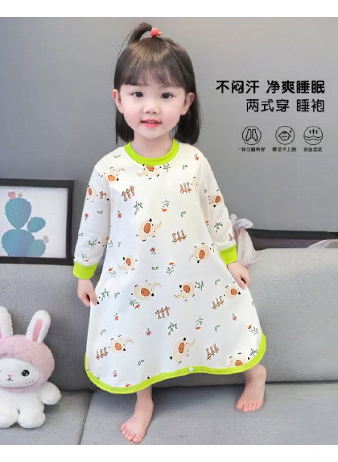 Bornbay Spring And Autumn Baby Sleep Gowns, Kick-proof Cotton Long-sleeve Romper Sleepwear For Boys And Girls, Infant Sleep Dress To Prevent Chills, Home Loungewear - Image 1