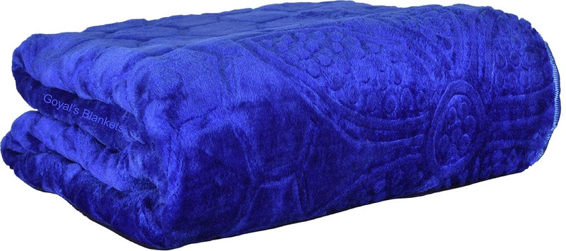 Goyal's Super Soft Mink Double Bed Blanket 500 TC, 87 X 85 Size - Blue, Thermal - Image 5