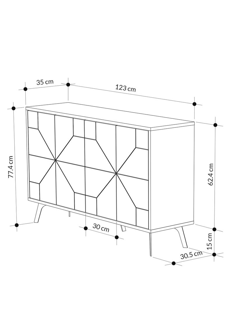 Mourah Home Dune Console  Modern Sideboard With 4 Doors  Storage Cabinet For Living Room Lounge Dining Room Kitchen Hallway  35X77.4X123 Cm  - Image 5