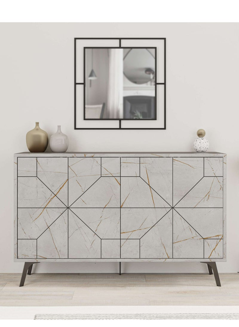 Mourah Home Dune Console  Modern Sideboard With 4 Doors  Storage Cabinet For Living Room Lounge Dining Room Kitchen Hallway  35X77.4X123 Cm  - Image 1