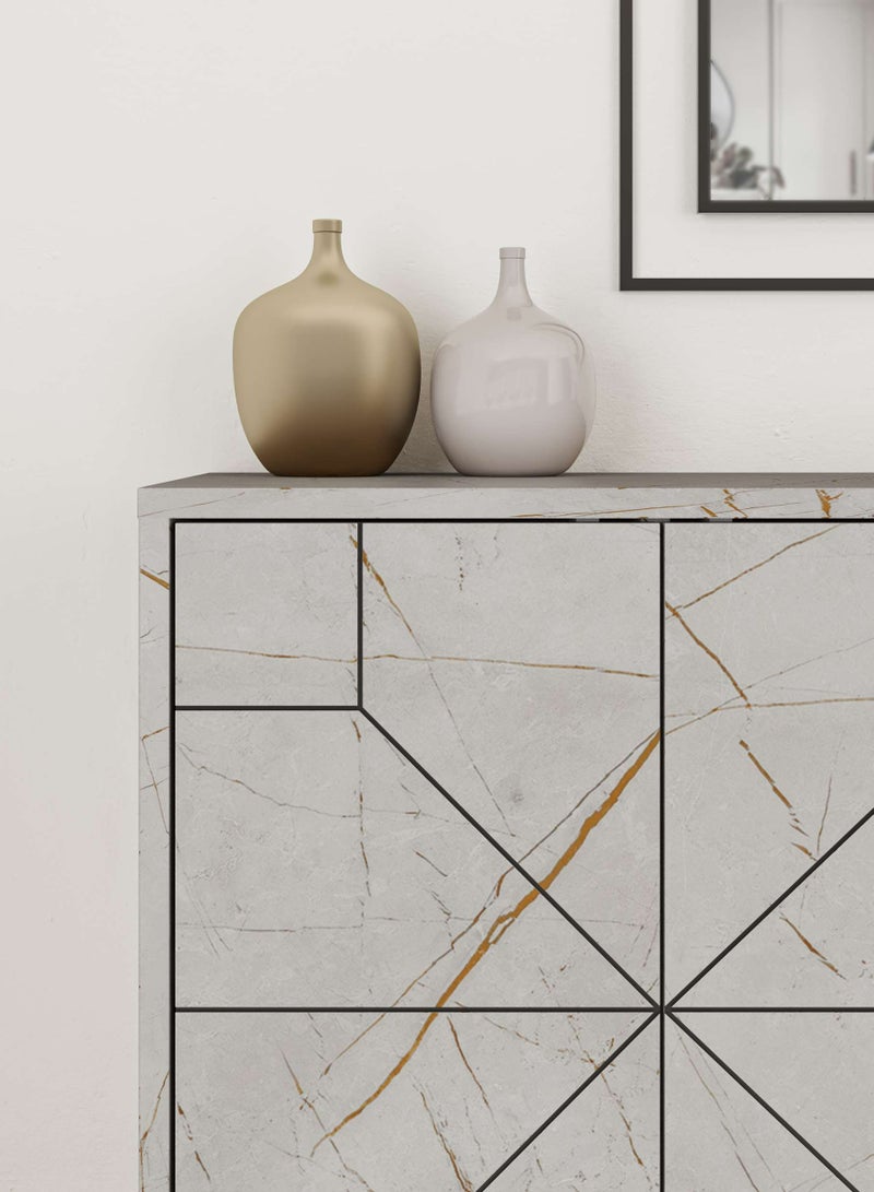 Mourah Home Dune Console  Modern Sideboard With 4 Doors  Storage Cabinet For Living Room Lounge Dining Room Kitchen Hallway  35X77.4X123 Cm  - Image 2