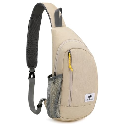 SKYSPER Sling Bag RFID Crossbody Sling Backpack Cross Body Shoulder Travel Bag Hiking Daypack for Women MenBeige - Image 1