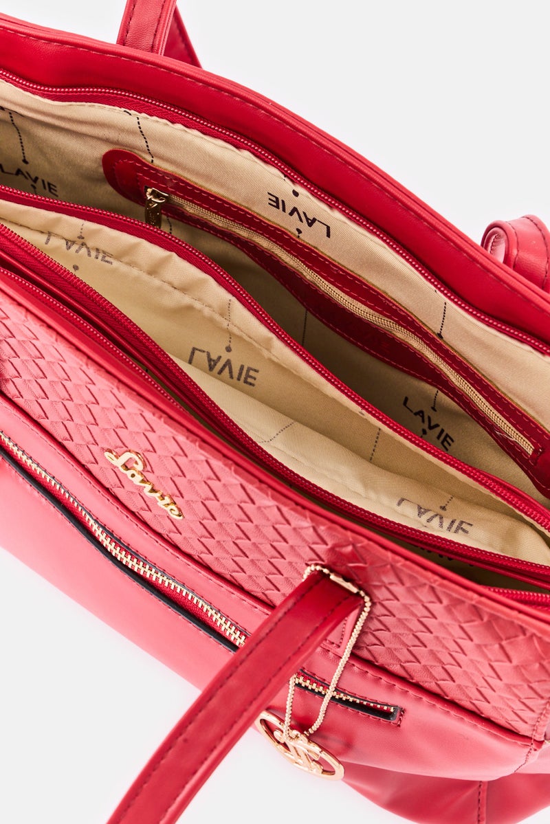 Lavie حقيبة توت نسائية بشعار علامة واندا، حمراء - Image 3