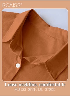 roaiss Ladies 2 Piece Set New Trend Fashion Cotton Linen Shirt Suit Loose Pants Summer Spring Clothes for Women Breathable and Cool Long-Sleeve Lapel Shirt  - Image 5