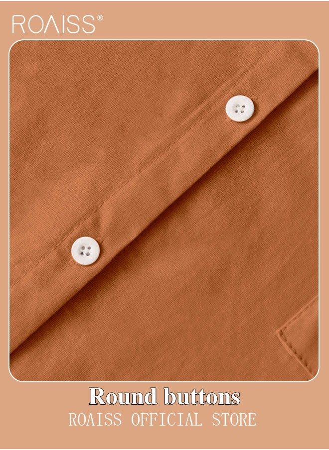 roaiss - Ladies 2 Piece Set New Trend Fashion Cotton Linen Shirt Suit Loose Pants Summer Spring Clothes for Women Breathable and Cool Long-Sleeve Lapel Shirt - Image 1