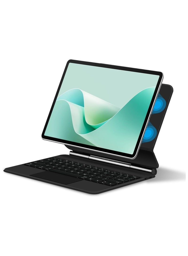 غلاف لوحة مفاتيح بلوتوث ذكي وسحري متوافق مع جهاز Honor MagicPad 2 بحجم 12.3 بوصة من العام 2024. يأتي مزودًا بمساحة تتبع و لوحة مفاتيح ذات إضاءة خلفية RGB. - Image 4