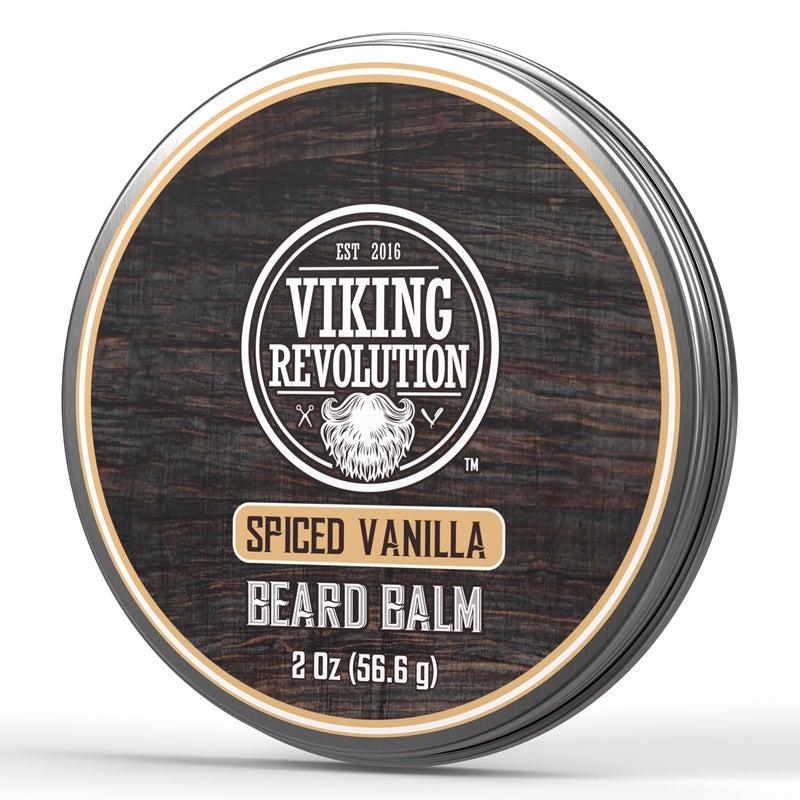 Viking Revolution Spiced Vanilla Beard Balm Beard Butter with Argan Oil Beard Softener for Men with Jojoba Oil Beard Moisturizer for Men with Beeswax Beard Wax for Men 2oz 1 Pack