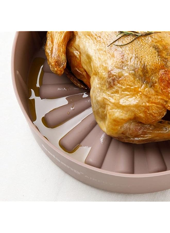 vesus Air Fryer Silicone Pot Food Safe Airfryer Basket Oven Parchment Liner Reusable Air Fryer Accessories (19cm, brown) (16cm, Brown) - Image 1