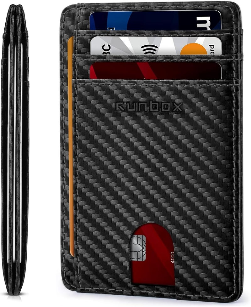 RUNBOX Slim ID Cases Minimalist Front Pocket RFID Blocking Leather Wallets for Men and Women Card Holder Wallets Gifts for men - Image 1